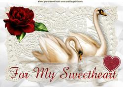 For My Sweetheart, Beautiful Swan with Rose A4
