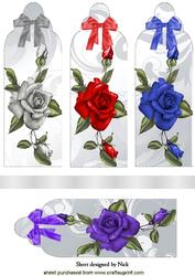 Pretty Single Roses with Bows Bookmarks