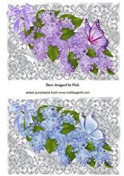 Lilac and Blue Flower Toppers with Butterflies