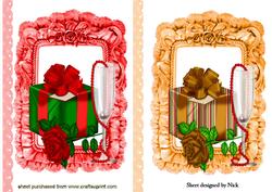 Gift with Rose and Pearls in Frill Frame Toppers