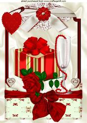 Hearts and Roses with Champers in Bow Frame A4
