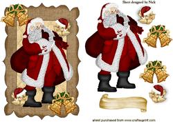 Vintage Santa with Little Robins & Bells