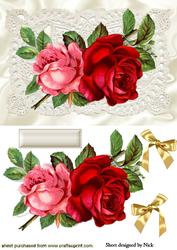 Vintage Roses on Ecru Lace