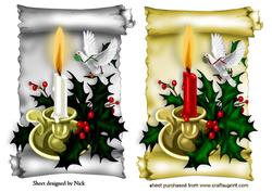 Beautiful Candle Displays with Doves on Scroll Toppers