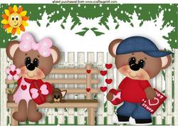 Hot Stuff Cute Valentine Bears in the Garden A4