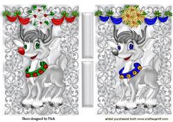 Rudy Reindeer with Swags in Ornate Frame Toppers