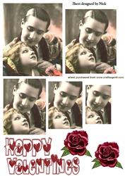 Vintage Lovers with Red Roses Pyramids