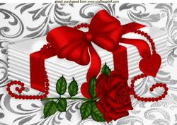 Love Letters Tied with a Red Bow and Rose A4