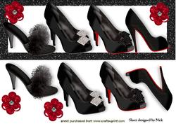 Glitz & Glamour Black Evening Shoes with Sequins Dl
