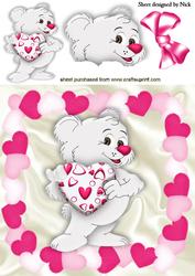 Cute Little Love Bear with Heart in Heart Frame 8x8