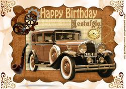 Vintage Car in Steampunk Frame for Birthday A4