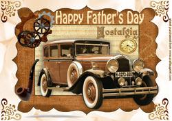 Vintage Car in Steampunk Frame for Fathers Day A4