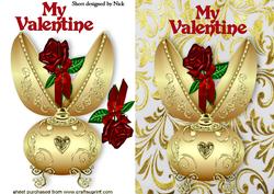 Gold Faberge Egg with Single Red Rose