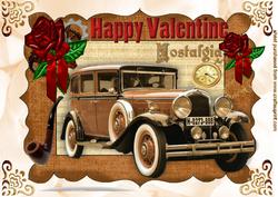 Vintage Car in Steampunk Frame with Rose for Valentines A4