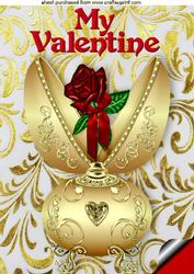 Beautiful Gold Faberge Egg with Single Red Rose A4