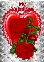 Red Rose on a Heart with Letter A4