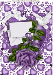 Purple Rose with Love Letter and Dove A4