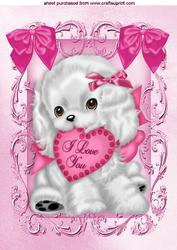 Cute Little Valentine Puppy with Bows A4