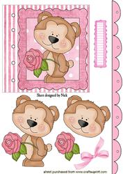 Cute Bear with Pink Rose Scrapbook Page