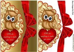 Cute Owl on Heart with Scalloped Envelope