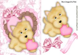 Cute Puppy with Heart on Frilly Frame