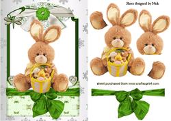 Cute Cuddly Easter Bunny in Bow Frame