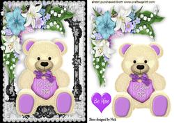 Cute Valentine Bear in Fancy Floral Frame