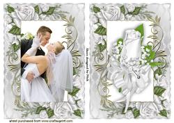 Beautiful Wedding and Corsage in Rose Frame Toppers