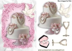 Pink/white Wedding Cake with Champagne