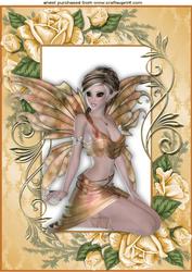 Pretty Fairy in Gold Rose Frame A4