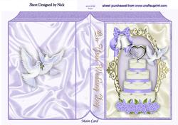 Lilac Wedding Cake with Bells & Doves Folded Book