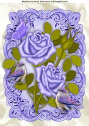 Lilac Roses with Lilac Birds and Butterfly A4