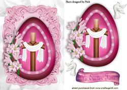 Easter Egg with Cross and Doves on Ornate Frame