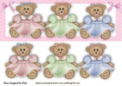 Cute Little Teddy Girls in Dresses with Bows Dl