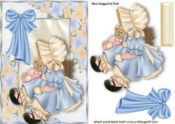 Little Bonnet Girl in Floral Frame with Bow