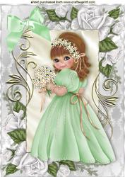Little Flower Girl in Frame of White Roses A4