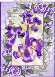 Baby Girl in Purple Rose Frame A4