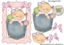 Baby Girl in Denim Pocket with Bows