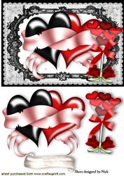 Hearts Entwined, with Martini Glass in Lace Frame