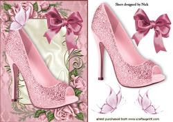 Pink Sparkle Shoes in Rose Frame with Bow