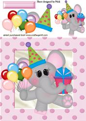 Little Ele Celebrating Her Birthday 8x8