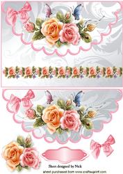 Peach/pink Beautiful Roses on Scalloped Envelope