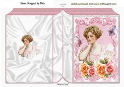 Vintage Lady in Pink Rose Frame Folded Book