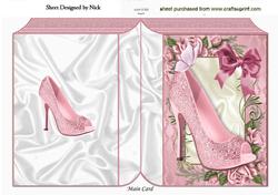 Pink Sparkle Shoe in Rose Frame with Butterflies Folded Book