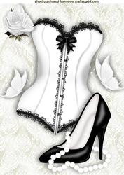 Ooh! Sexy Number with Black Shoes and Pearls on Lace A4