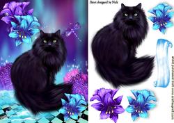 Black Persian with Green Eyes in Fantasy Design