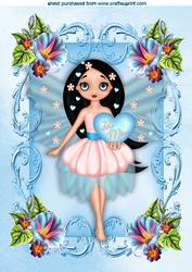 Be Mine! Little Faerie with Morning Glory Flowers A4