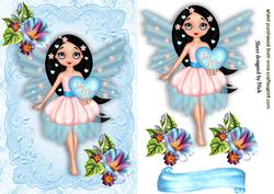 Be Mine Little Fairie with Morning Glory Flowers and Heart