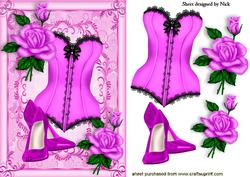 Beautiful Pink Basque with Shoes and Pink Roses A5