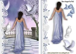 Elegant Lady with Doves in the Garden